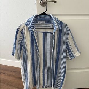 Zara Blue and White Casual Button Down Shirt